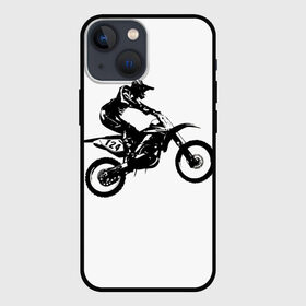 Чехол для iPhone 13 mini с принтом Мотокросс в Курске,  |  | motocross | motorcycle | motorcyclist | silhouette | speed | stencil | мотокросс | мотоцикл | мотоциклист | силуэт | скорость | трафарет