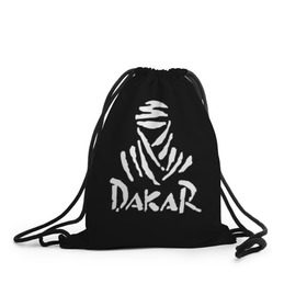 Рюкзак-мешок 3D с принтом Dakar в Курске, 100% полиэстер | плотность ткани — 200 г/м2, размер — 35 х 45 см; лямки — толстые шнурки, застежка на шнуровке, без карманов и подкладки | dakar | desert | logo | race | rally | sign | гонки | дакар | знак | логотип | пустыня | ралли