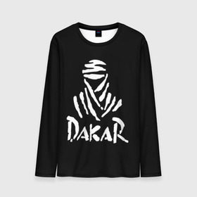 Мужской лонгслив 3D с принтом Dakar в Курске, 100% полиэстер | длинные рукава, круглый вырез горловины, полуприлегающий силуэт | Тематика изображения на принте: dakar | desert | logo | race | rally | sign | гонки | дакар | знак | логотип | пустыня | ралли