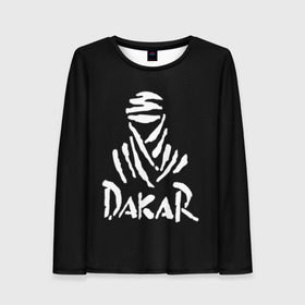 Женский лонгслив 3D с принтом Dakar в Курске, 100% полиэстер | длинные рукава, круглый вырез горловины, полуприлегающий силуэт | dakar | desert | logo | race | rally | sign | гонки | дакар | знак | логотип | пустыня | ралли