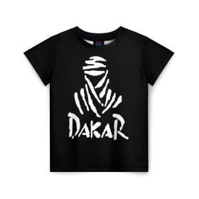 Детская футболка 3D с принтом Dakar в Курске, 100% гипоаллергенный полиэфир | прямой крой, круглый вырез горловины, длина до линии бедер, чуть спущенное плечо, ткань немного тянется | dakar | desert | logo | race | rally | sign | гонки | дакар | знак | логотип | пустыня | ралли