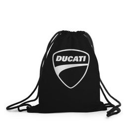 Рюкзак-мешок 3D с принтом Ducati в Курске, 100% полиэстер | плотность ткани — 200 г/м2, размер — 35 х 45 см; лямки — толстые шнурки, застежка на шнуровке, без карманов и подкладки | Тематика изображения на принте: авто | дукати | марка | машина