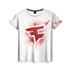 Женская футболка 3D с принтом cs:go - FaZe clan (White collection) в Курске, 100% полиэфир ( синтетическое хлопкоподобное полотно) | прямой крой, круглый вырез горловины, длина до линии бедер | Тематика изображения на принте: cs go | faze | white | кс го | фейз