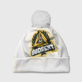 Шапка 3D c помпоном с принтом cs:go - Godsent (White collection) в Курске, 100% полиэстер | универсальный размер, печать по всей поверхности изделия | Тематика изображения на принте: 