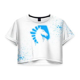 Женская футболка 3D укороченная с принтом cs:go - Liquid team (White collection) в Курске, 100% полиэстер | круглая горловина, длина футболки до линии талии, рукава с отворотами | 0x000000123 | cs go | liquid | white | кс го | ликвид