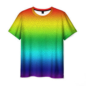 Мужская футболка 3D с принтом Радуга (Витражный Градиент) в Курске, 100% полиэфир | прямой крой, круглый вырез горловины, длина до линии бедер | gradient | rainbow | витраж | градиент | радуга