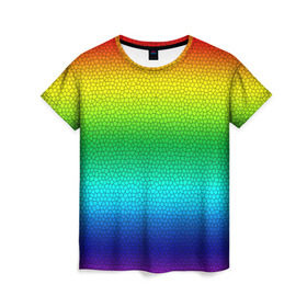 Женская футболка 3D с принтом Радуга (Витражный Градиент) в Курске, 100% полиэфир ( синтетическое хлопкоподобное полотно) | прямой крой, круглый вырез горловины, длина до линии бедер | gradient | rainbow | витраж | градиент | радуга