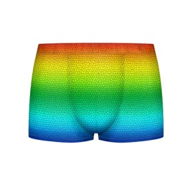Мужские трусы 3D с принтом Радуга (Витражный Градиент) в Курске, 50% хлопок, 50% полиэстер | классическая посадка, на поясе мягкая тканевая резинка | gradient | rainbow | витраж | градиент | радуга