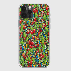 Чехол для iPhone 12 Pro с принтом Попугаи в Курске, силикон | область печати: задняя сторона чехла, без боковых панелей | ара | животные | паттрен | попугай | птицы | птички | текстура | тропики