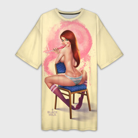Платье-футболка 3D с принтом Pin Up Pop Art Girl в Курске,  |  | comics | girl | lollipop | pin up | pop art | арт | девочка | дизайн | конфетка | лолита | милая | мода | пафос | поп арт | сосательная | стиль | чупа чупс
