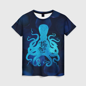Женская футболка 3D с принтом крутой осьминог в Курске, 100% полиэфир ( синтетическое хлопкоподобное полотно) | прямой крой, круглый вырез горловины, длина до линии бедер | вода | море | океан | осьминог | подводный мир | рыбы