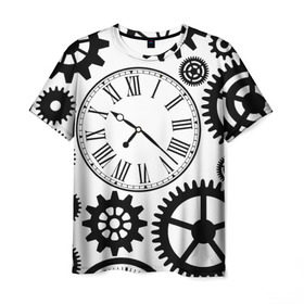 Мужская футболка 3D с принтом Время не ждет в Курске, 100% полиэфир | прямой крой, круглый вырез горловины, длина до линии бедер | время | часы