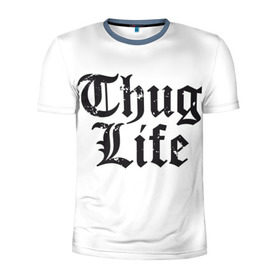 Мужская футболка 3D спортивная с принтом Thug Life в Курске, 100% полиэстер с улучшенными характеристиками | приталенный силуэт, круглая горловина, широкие плечи, сужается к линии бедра | Тематика изображения на принте: 2pac | amaru | life | shakur | thug | thung | tupac