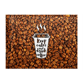 Обложка для студенческого билета с принтом keep calm and drink coffee в Курске, натуральная кожа | Размер: 11*8 см; Печать на всей внешней стороне | coffee | keep calm | кофе