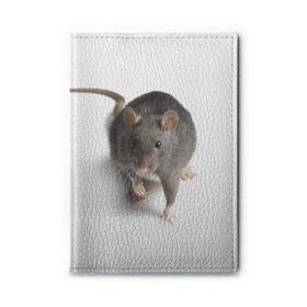 Обложка для автодокументов с принтом Крыса в Курске, натуральная кожа |  размер 19,9*13 см; внутри 4 больших “конверта” для документов и один маленький отдел — туда идеально встанут права | животные | крыса | мышка | мышь