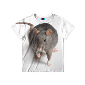 Детская футболка 3D с принтом Крыса в Курске, 100% гипоаллергенный полиэфир | прямой крой, круглый вырез горловины, длина до линии бедер, чуть спущенное плечо, ткань немного тянется | животные | крыса | мышка | мышь