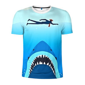 Мужская футболка 3D спортивная с принтом Акула в Курске, 100% полиэстер с улучшенными характеристиками | приталенный силуэт, круглая горловина, широкие плечи, сужается к линии бедра | 3d | акула | арт | животные | море | плавание | природа | рыбы | спорт | хищники