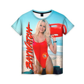 Женская футболка 3D с принтом Baywatch Памела в Курске, 100% полиэфир ( синтетическое хлопкоподобное полотно) | прямой крой, круглый вырез горловины, длина до линии бедер | pamella adnerson | андерсон | спасатели малибу