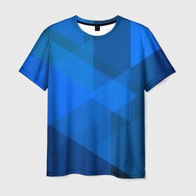 Мужская футболка 3D с принтом blue texsture в Курске, 100% полиэфир | прямой крой, круглый вырез горловины, длина до линии бедер | abstraction | абстракция | геометрия | грани | линии | полигоны | сочетания | треугольники