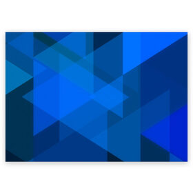 Поздравительная открытка с принтом blue texsture в Курске, 100% бумага | плотность бумаги 280 г/м2, матовая, на обратной стороне линовка и место для марки
 | abstraction | абстракция | геометрия | грани | линии | полигоны | сочетания | треугольники