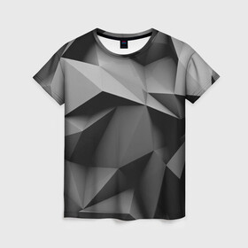 Женская футболка 3D с принтом Gray abstraction в Курске, 100% полиэфир ( синтетическое хлопкоподобное полотно) | прямой крой, круглый вырез горловины, длина до линии бедер | abstract | abstraction | грань | краски | линии | ребро | текстура