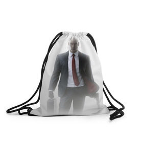 Рюкзак-мешок 3D с принтом Hitman в тумане в Курске, 100% полиэстер | плотность ткани — 200 г/м2, размер — 35 х 45 см; лямки — толстые шнурки, застежка на шнуровке, без карманов и подкладки | 