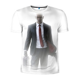 Мужская футболка 3D спортивная с принтом Hitman в тумане в Курске, 100% полиэстер с улучшенными характеристиками | приталенный силуэт, круглая горловина, широкие плечи, сужается к линии бедра | 