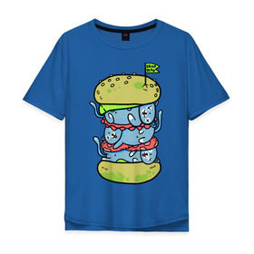 Мужская футболка хлопок Oversize с принтом drop dead в Курске, 100% хлопок | свободный крой, круглый ворот, “спинка” длиннее передней части | burger | cat | citty | hamburger | бургер | гамбургер | кот | кошка