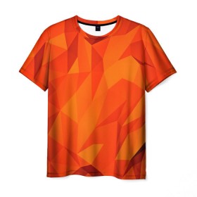 Мужская футболка 3D с принтом Orange geometry в Курске, 100% полиэфир | прямой крой, круглый вырез горловины, длина до линии бедер | abstraction | абстракция | геометрия | грани | линии | полигоны | сочетания | текстура | треугольники