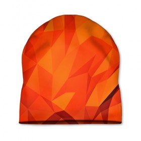 Шапка 3D с принтом Orange geometry в Курске, 100% полиэстер | универсальный размер, печать по всей поверхности изделия | abstraction | абстракция | геометрия | грани | линии | полигоны | сочетания | текстура | треугольники