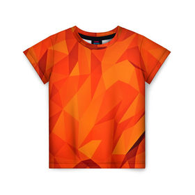 Детская футболка 3D с принтом Orange geometry в Курске, 100% гипоаллергенный полиэфир | прямой крой, круглый вырез горловины, длина до линии бедер, чуть спущенное плечо, ткань немного тянется | abstraction | абстракция | геометрия | грани | линии | полигоны | сочетания | текстура | треугольники