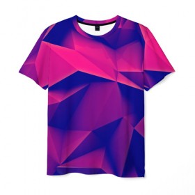 Мужская футболка 3D с принтом Violet polygon в Курске, 100% полиэфир | прямой крой, круглый вырез горловины, длина до линии бедер | 3d | abstraction | абстракция | геометрия | грани | линии | полигоны | розовый | сочетания | текстура | треугольники | фиолетовый
