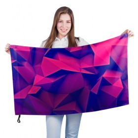 Флаг 3D с принтом Violet polygon в Курске, 100% полиэстер | плотность ткани — 95 г/м2, размер — 67 х 109 см. Принт наносится с одной стороны | 3d | abstraction | абстракция | геометрия | грани | линии | полигоны | розовый | сочетания | текстура | треугольники | фиолетовый