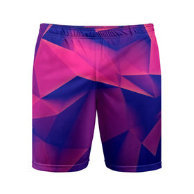 Мужские шорты 3D спортивные с принтом Violet polygon в Курске,  |  | 3d | abstraction | абстракция | геометрия | грани | линии | полигоны | розовый | сочетания | текстура | треугольники | фиолетовый