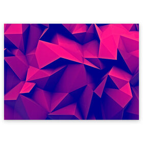 Поздравительная открытка с принтом Violet polygon в Курске, 100% бумага | плотность бумаги 280 г/м2, матовая, на обратной стороне линовка и место для марки
 | 3d | abstraction | абстракция | геометрия | грани | линии | полигоны | розовый | сочетания | текстура | треугольники | фиолетовый