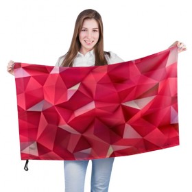 Флаг 3D с принтом Розовые грани в Курске, 100% полиэстер | плотность ткани — 95 г/м2, размер — 67 х 109 см. Принт наносится с одной стороны | abstraction | polygon | абстракция | геометрия | грани | линии | полигоны | розовый | сочетания | текстура | треугольники