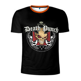 Мужская футболка 3D спортивная с принтом Five Finger Death Punch 2 в Курске, 100% полиэстер с улучшенными характеристиками | приталенный силуэт, круглая горловина, широкие плечи, сужается к линии бедра | Тематика изображения на принте: 5fdp | ffdp | five finger death punch