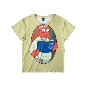Детская футболка 3D с принтом Зоидберг в Курске, 100% гипоаллергенный полиэфир | прямой крой, круглый вырез горловины, длина до линии бедер, чуть спущенное плечо, ткань немного тянется | bender | futurama | бендер | зойдберг | космос | футурама