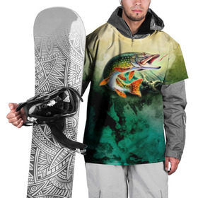 Накидка на куртку 3D с принтом Удача в Курске, 100% полиэстер |  | Тематика изображения на принте: вода | река | рыба | рыбак | рыбалка | щука