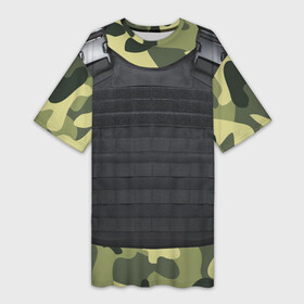 Платье-футболка 3D с принтом Бронежилет + камуфляж в Курске,  |  | 23февраля | 9 мая | csgo | бронежилет | варфейс | военные | игры | ксго | лучшее