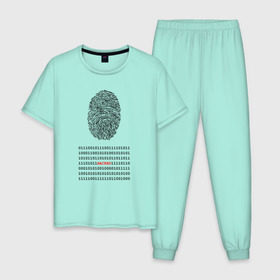 Мужская пижама хлопок с принтом Hacked в Курске, 100% хлопок | брюки и футболка прямого кроя, без карманов, на брюках мягкая резинка на поясе и по низу штанин
 | code | developer | hacker | взлом | кодер | отпечаток | прогер | программирование | хакер