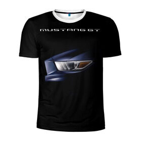 Мужская футболка 3D спортивная с принтом Ford Mustang GT 2 в Курске, 100% полиэстер с улучшенными характеристиками | приталенный силуэт, круглая горловина, широкие плечи, сужается к линии бедра | cobra | ford | gt | mustang | shelby