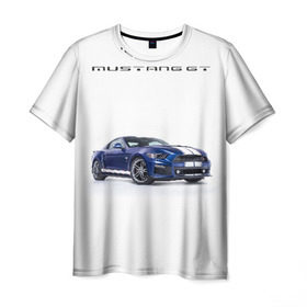 Мужская футболка 3D с принтом Ford Mustang GT 3 в Курске, 100% полиэфир | прямой крой, круглый вырез горловины, длина до линии бедер | ford | gt | mustang | shelby | мустанг | форд | шэлби