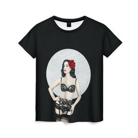 Женская футболка 3D с принтом Дита Фон Тиз в Курске, 100% полиэфир ( синтетическое хлопкоподобное полотно) | прямой крой, круглый вырез горловины, длина до линии бедер | бельё | дита