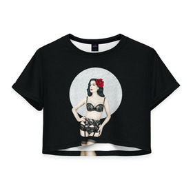 Женская футболка 3D укороченная с принтом Дита Фон Тиз в Курске, 100% полиэстер | круглая горловина, длина футболки до линии талии, рукава с отворотами | бельё | дита