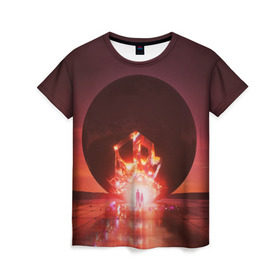 Женская футболка 3D с принтом Imagine Dragons в Курске, 100% полиэфир ( синтетическое хлопкоподобное полотно) | прямой крой, круглый вырез горловины, длина до линии бедер | rock | имэджн драгонз | рок