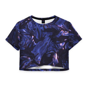 Женская футболка 3D укороченная с принтом Нефть в Курске, 100% полиэстер | круглая горловина, длина футболки до линии талии, рукава с отворотами | абстракция | жидкость | жижа | нефть | смола | текстура | черная