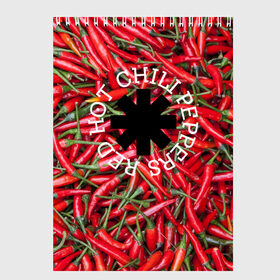 Скетчбук с принтом Red Hot Chili Peppers в Курске, 100% бумага
 | 48 листов, плотность листов — 100 г/м2, плотность картонной обложки — 250 г/м2. Листы скреплены сверху удобной пружинной спиралью | red hot chili peppers | rock | рок