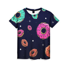 Женская футболка 3D с принтом Black Milk Космические Пончики в Курске, 100% полиэфир ( синтетическое хлопкоподобное полотно) | прямой крой, круглый вырез горловины, длина до линии бедер | black milk | donut | donuts | space | the simpsons | trend | глазурь | дизайн | еда | звезда | звёзды | космос | мода | пончик | симпсоны | симсоны | сладкий | стиль | тренд | узор