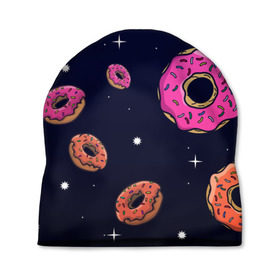Шапка 3D с принтом Black Milk Космические Пончики в Курске, 100% полиэстер | универсальный размер, печать по всей поверхности изделия | Тематика изображения на принте: black milk | donut | donuts | space | the simpsons | trend | глазурь | дизайн | еда | звезда | звёзды | космос | мода | пончик | симпсоны | симсоны | сладкий | стиль | тренд | узор